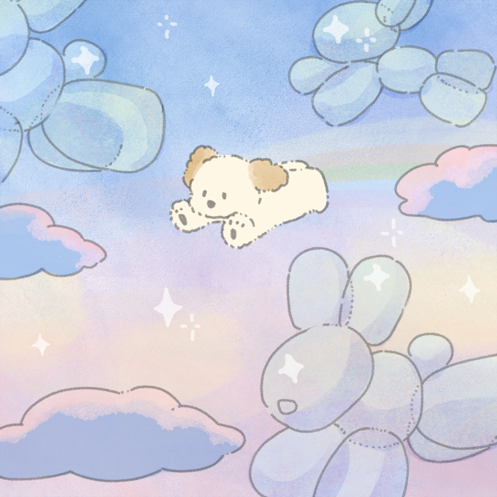 Puppy GanGan Shimmer Square cards - Dream Garden