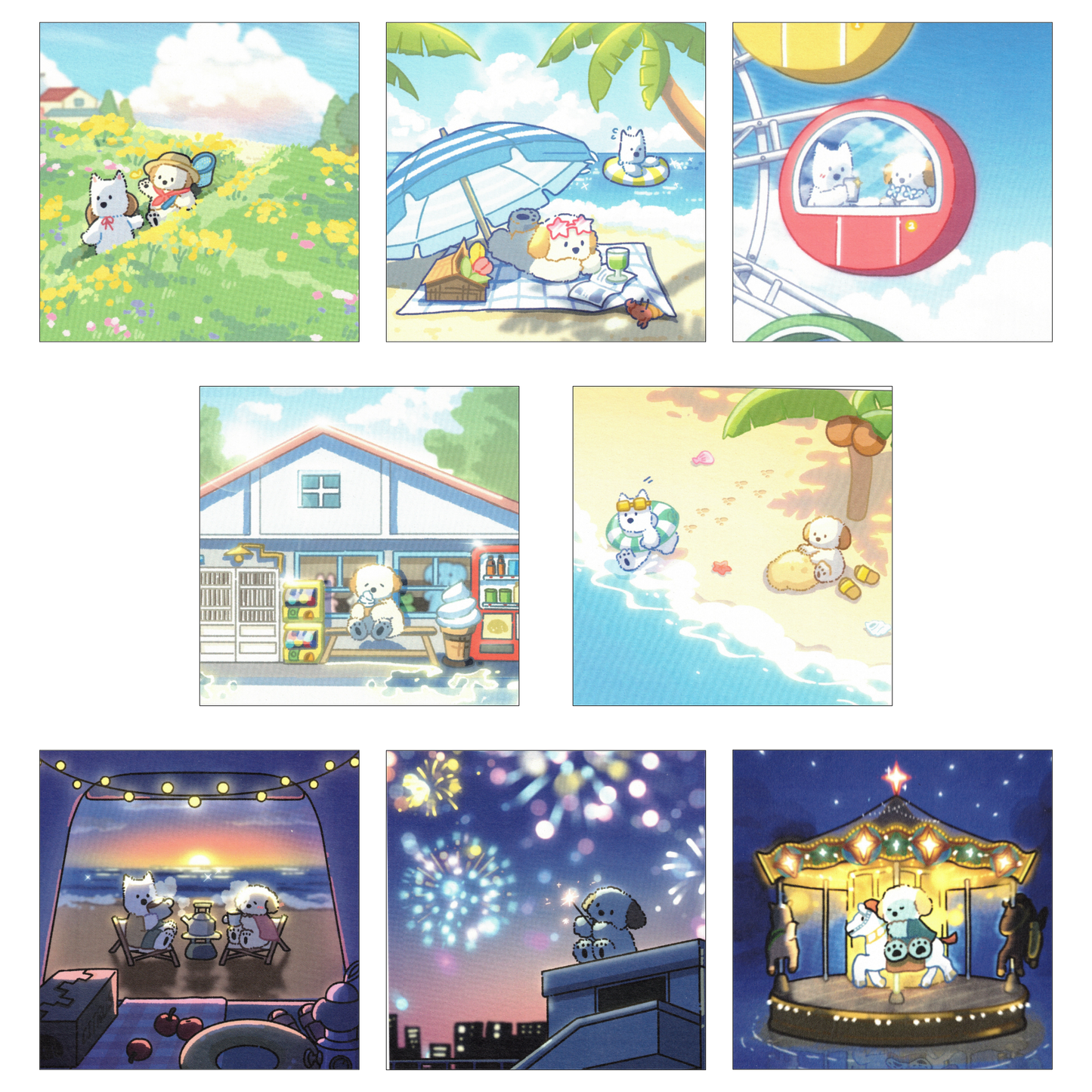 Puppy GanGan Summer square cards set