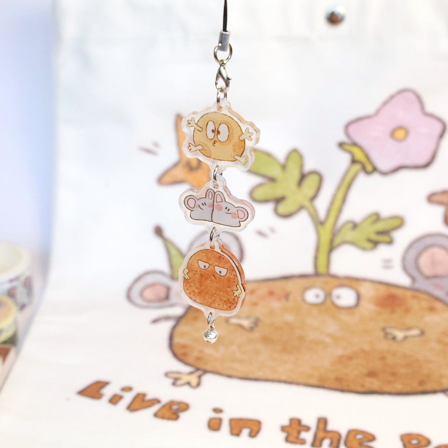 Mice & Potatoes double-sided keychain