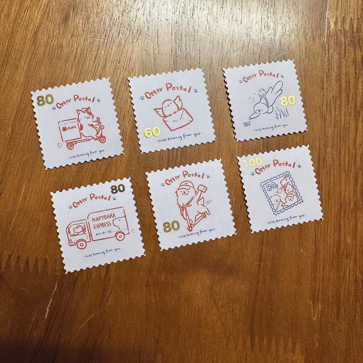 Bibi&Tata Otter Postal Stamp Stickers Set