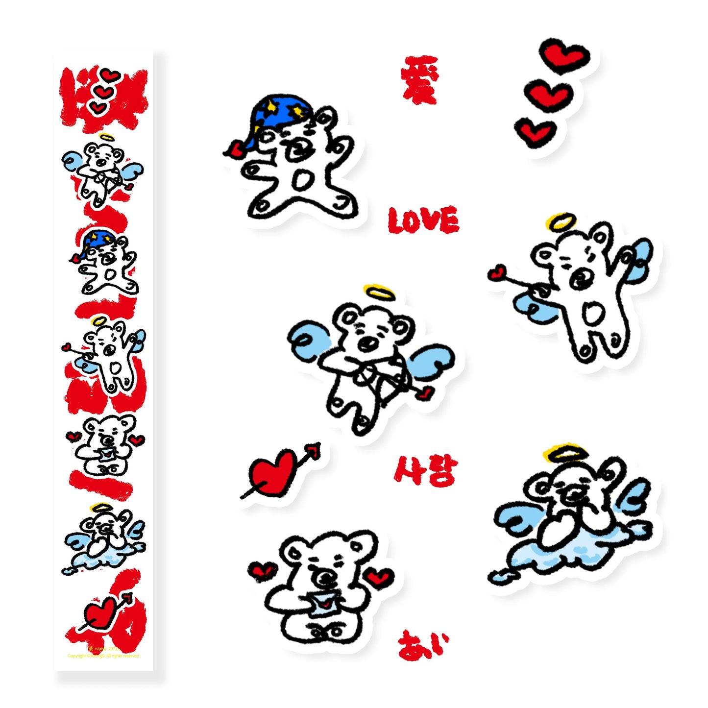 is bear Love Sticker Strip