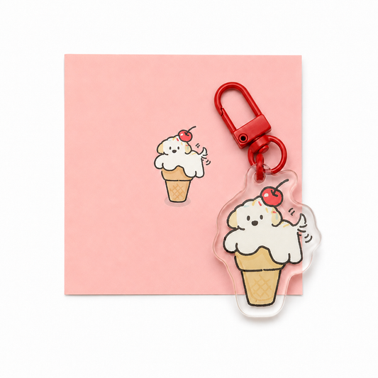 Puppy GanGan keychain - Ice Cream