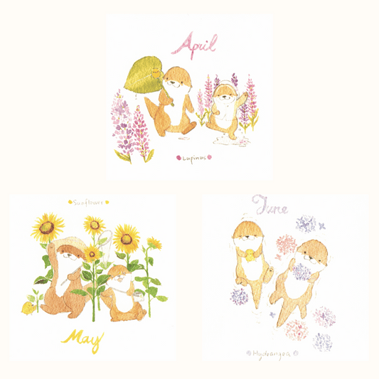 Bibi&Tata‘s floral year square cards - April, May, June