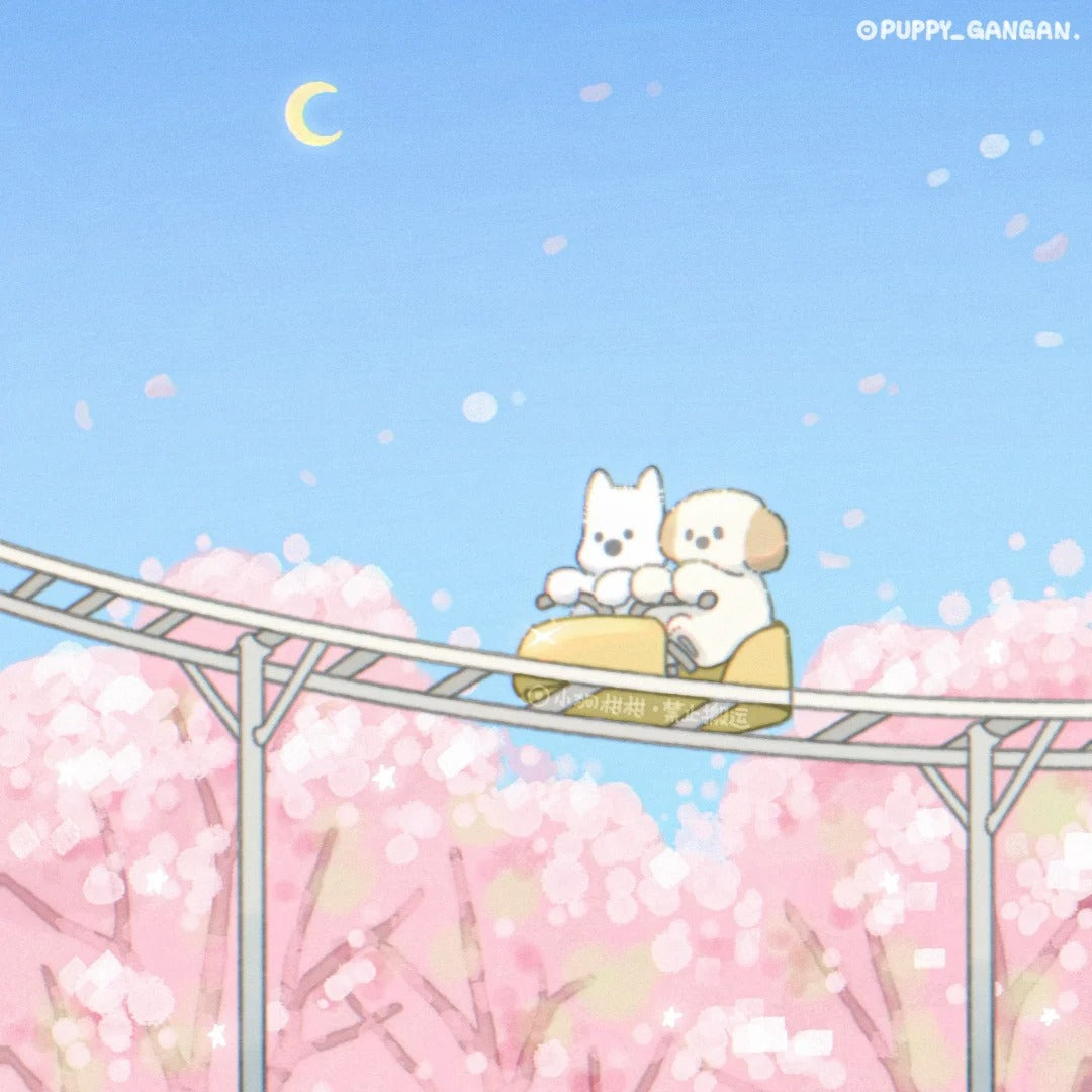 Puppy GanGan Shimmer Square cards - couple