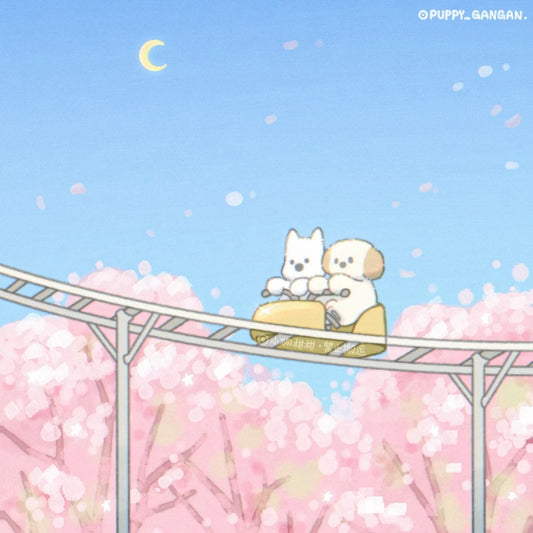 Puppy GanGan Shimmer Square cards - couple