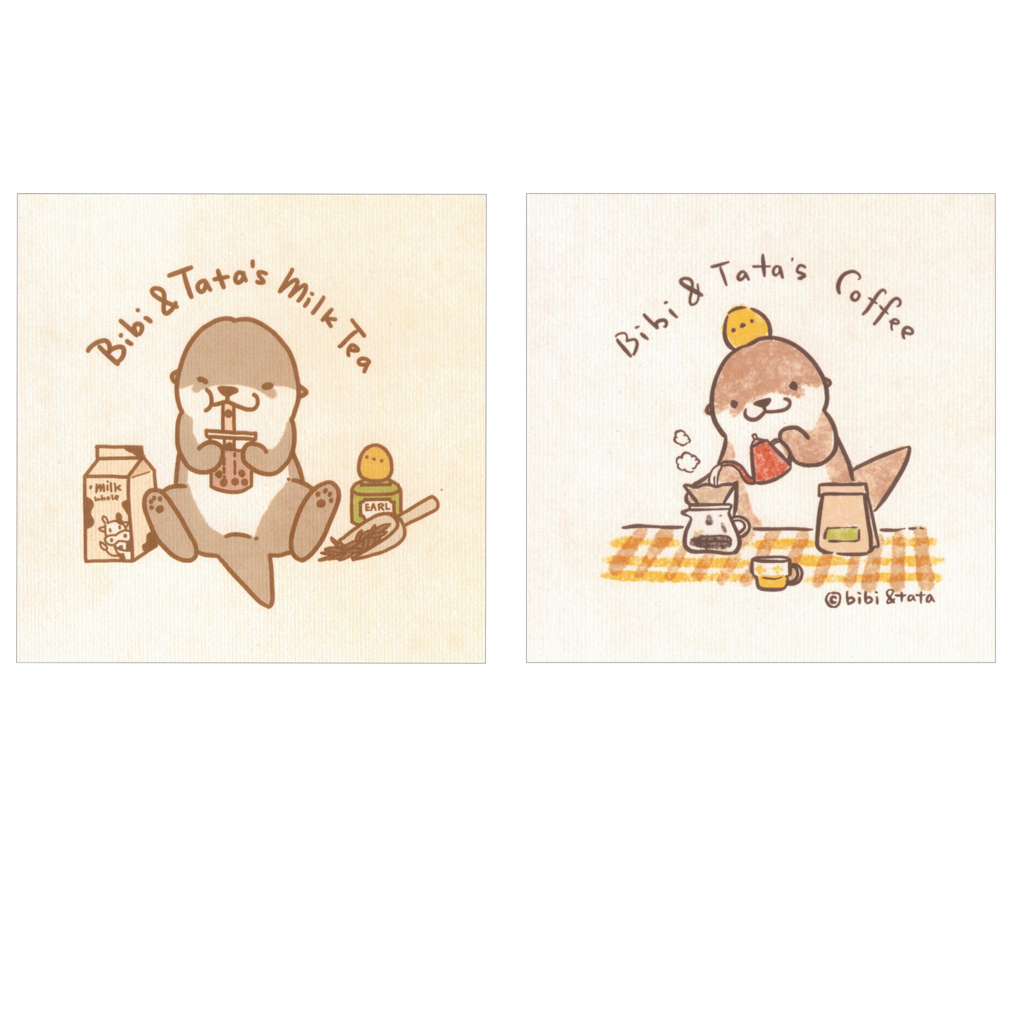 Bibi&Tata Coffee time & Milk tea time square cards set