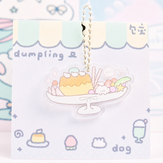 Dumpling dog acrylic keychain - Pudding Boat