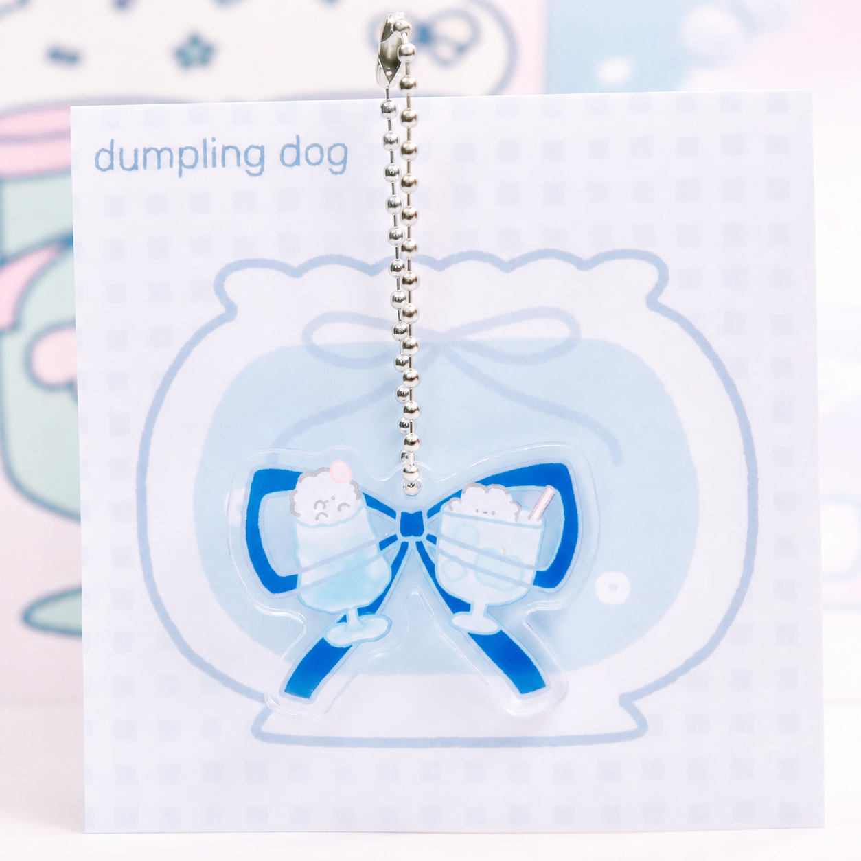 Dumpling dog acrylic keychain - Bow