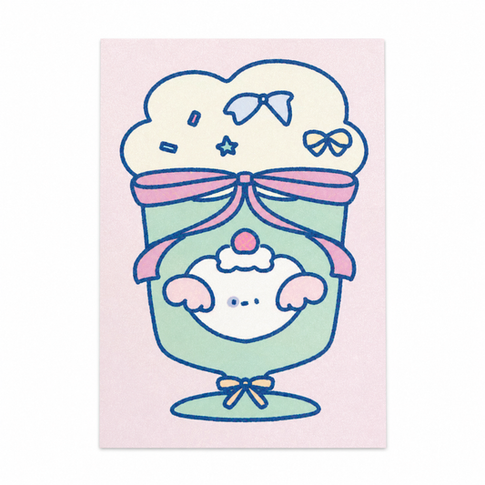 Dumpling Dog Shining Postcard - Sundae
