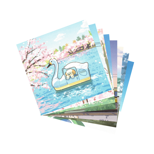 Puppy GanGan Spring square cards