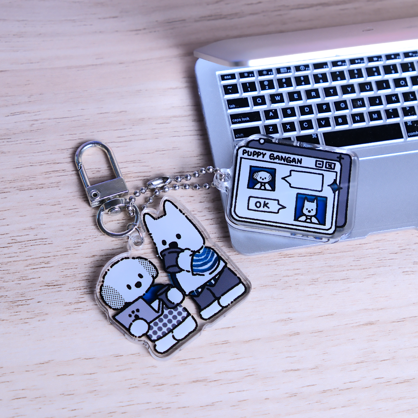 Puppy GanGan Y2K keychain - GanGan & Haku