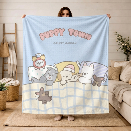 Puppy GanGan Family Flannel Blanket