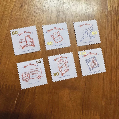 Bibi&Tata Otter Postal Stamp Stickers Set