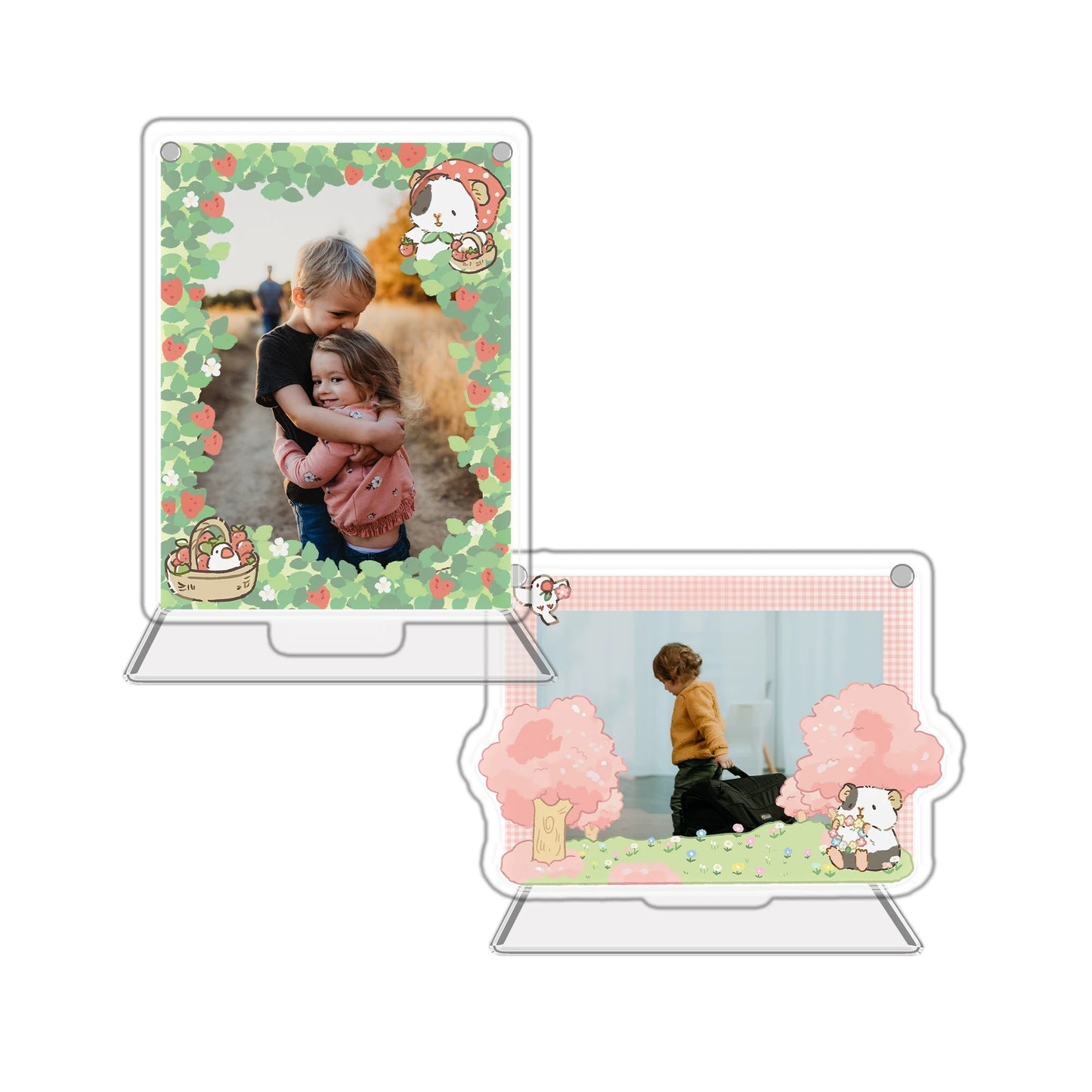 Piggy Dumplings Strawberry Acrylic Photo Frame