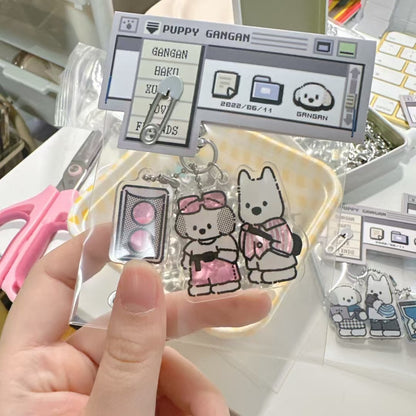 Puppy GanGan Y2K keychain - GanGan & Haku