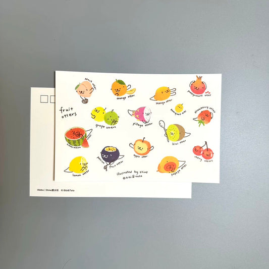 Bibi&Tata Summer Fruit Otters greeting card