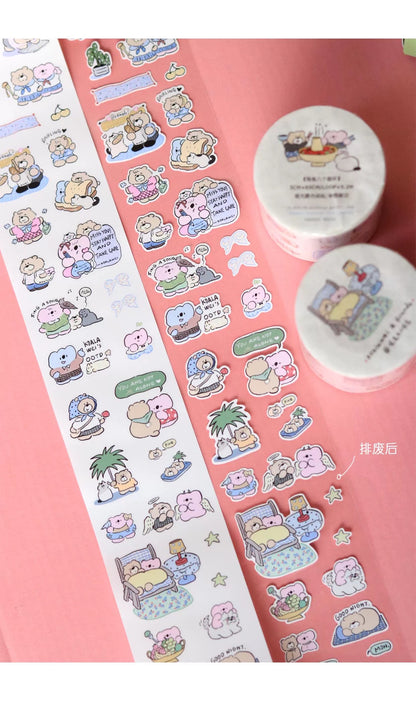 Koala Awei & Friends Die-Cut Sticker Tape(White Base)