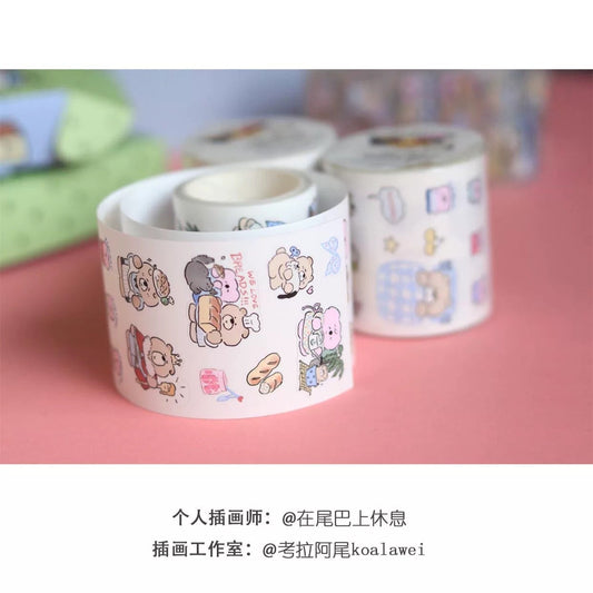 Koala Awei & Friends Die-Cut Sticker Tape(White Base)