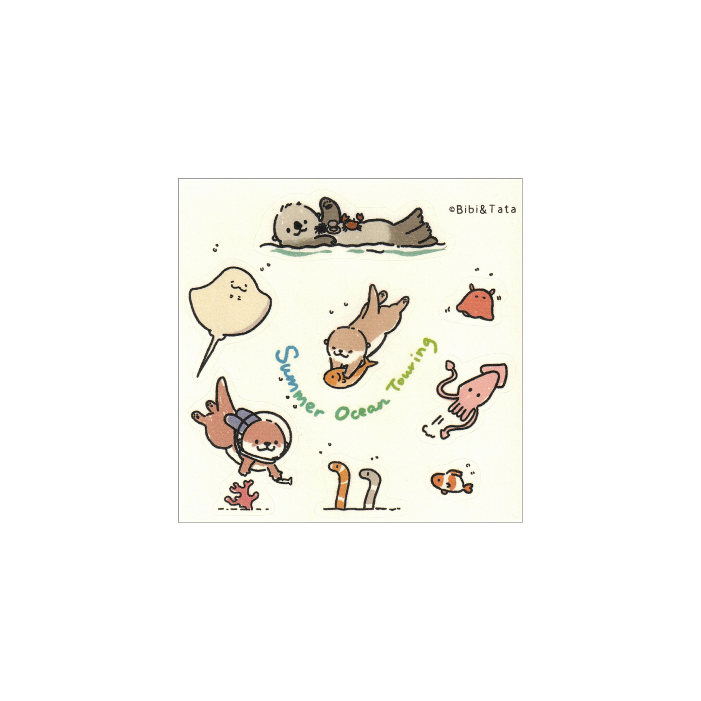Bibi&Tata summer ocean washi sticker sheet
