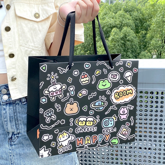Happy Puppy Doddle Gift Bag - black